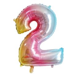 Foil balloon number 80 centimeters "2" rainbow color