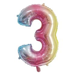 Foil balloon number 80 centimeters "3" rainbow color