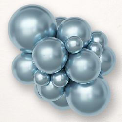 Chrome light blue balloon size B150 - 17" Large balloon suitable for organic arches 43 cm. 615