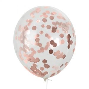 Rose gold balloon filling confetti