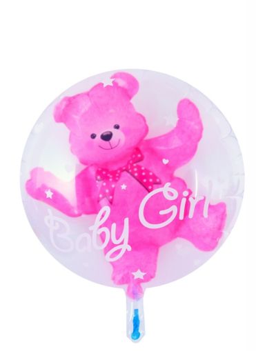 Balloon with bear 2 in 1 pink