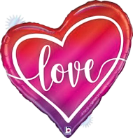 Балон Сърце Ombre Love - голям фолиев балон 91 см.