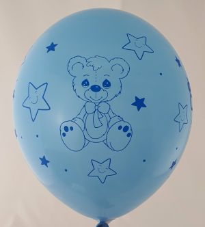 New model! Baby Boy with bear big balloon with print on all 4 sides - for boy - 5 pc