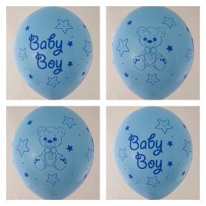 New model! Baby Boy with bear big balloon with print on all 4 sides - for boy - 5 pc