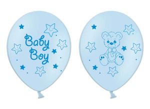 New model! Baby Boy with bear big balloon with print on all 4 sides - for boy - 5 pc
