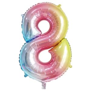 Фолиев балон цифра 80 сантиметра "8" цвят дъга