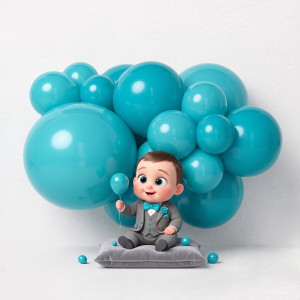 Turquoise latex party balloons standard size - pack of 100 pcs.