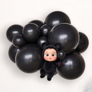 Black latex party balloons size 23 cm - pack of 100 pcs. 025