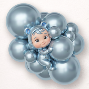 Party chrome balloon with light blue color - pack of 50 pcs.